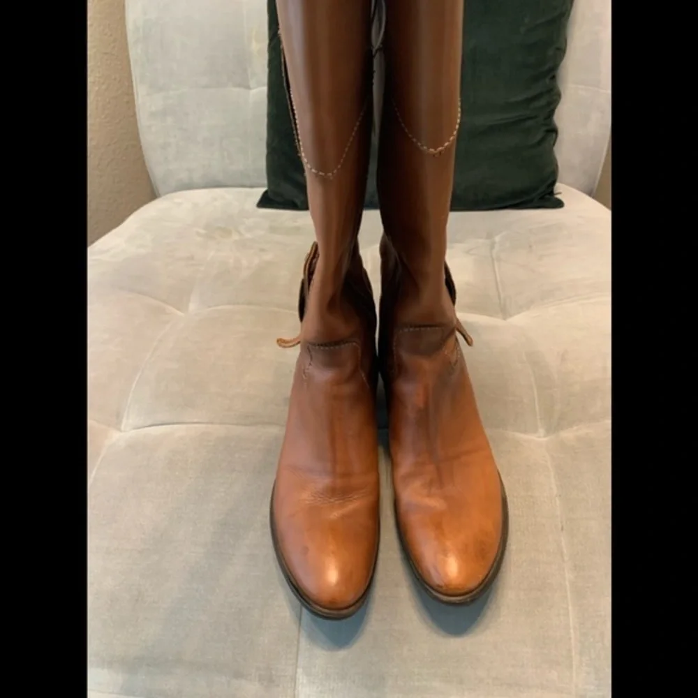 Lavorazione Artigianale Riding equestrian Knee High Leather Boots Shoes Brown 37